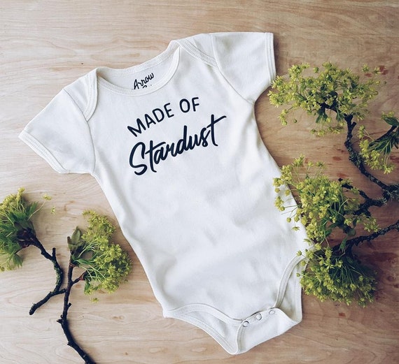 Made of Stardust onesie neutral baby clothes baby shower gift new mom gift new baby modern baby tee folk style