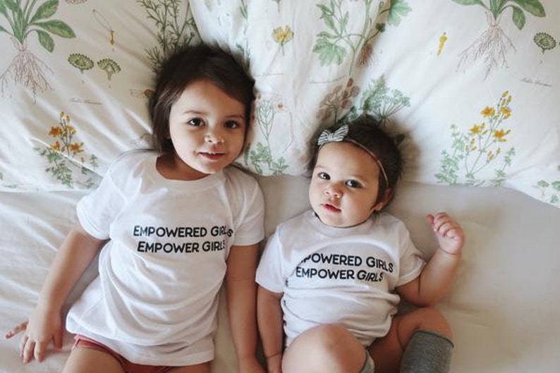 Empower Girls kids tee, girl power, girls support girls, we rise together, toddler girls tee, tiny feminist, feminism image 2