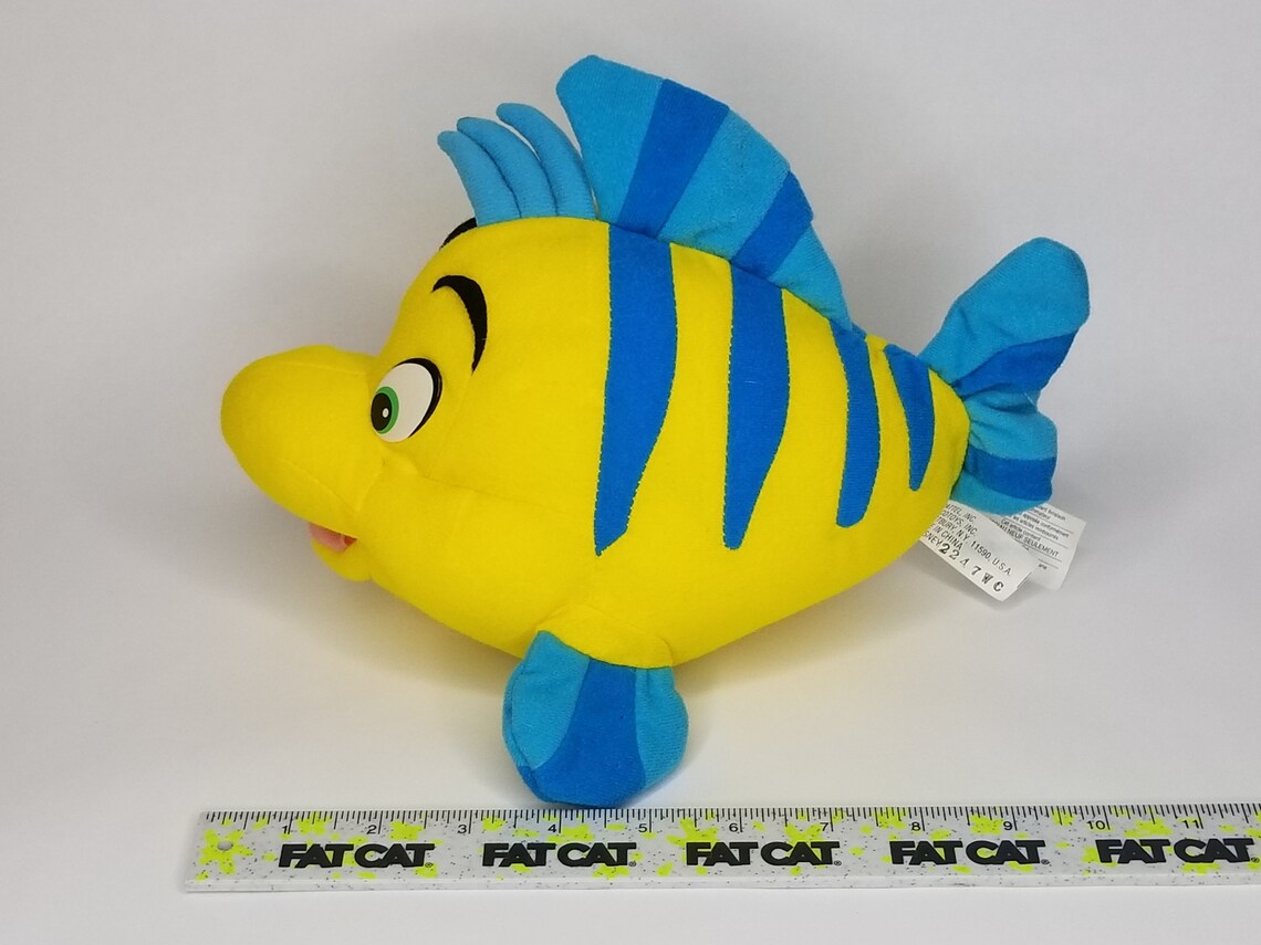 Vintage Disney Flounder 10 Plush Little Mermaid Stuffed Etsy