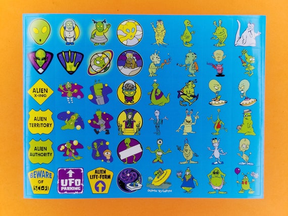Sci Fi Aliens Face Vinyl Stickers decor stationery cards crafts kids