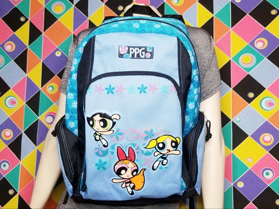 Vintage POWERPUFF GIRLS Blue Full Size Backpack Ba