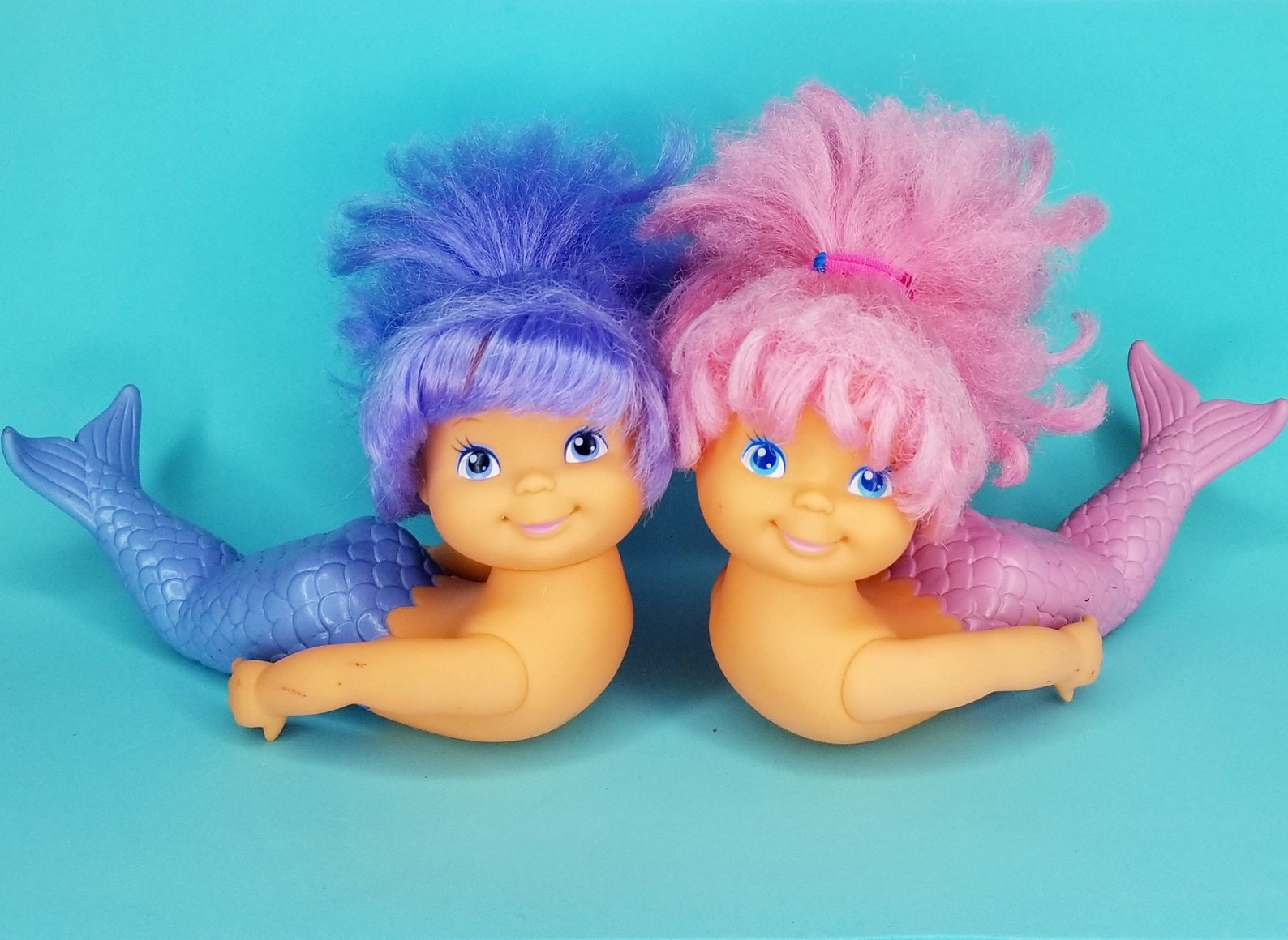 Vintage TNT Mermaid Bath Time Dolls Blue Pink Hair Tails Toy Etsy