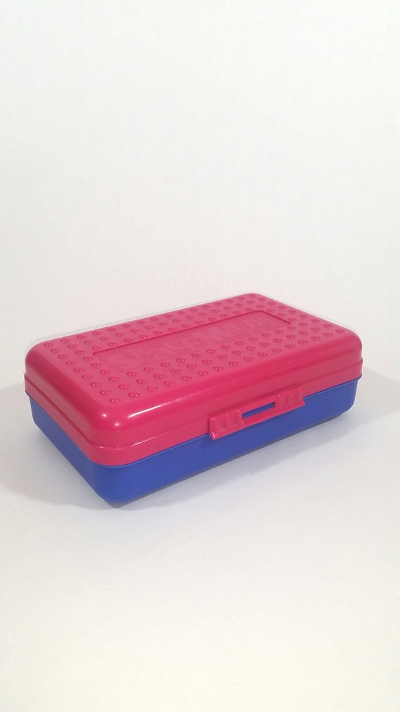 Vintage SPACEMAKER Plastic Pencil Box Case Pink Blue 1990s ...