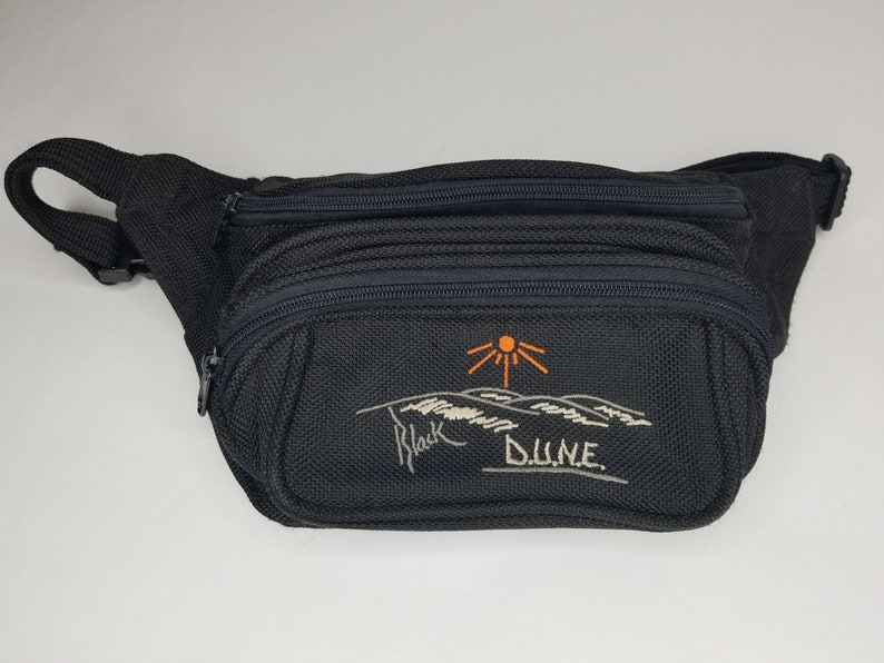 Vintage Black DUNE Fanny Pack Pouch Vintage Large Bum Bag Belt Mens Womens 90s Aesthetic Travel Cali Hiking Sand Dunes Desert Gift