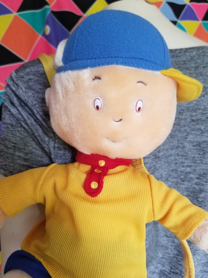 Vintage Caillou Plush Backpack Rucksack Kids Toys Bag Girls Boys Childrens Toddler Tv Show Character Gift