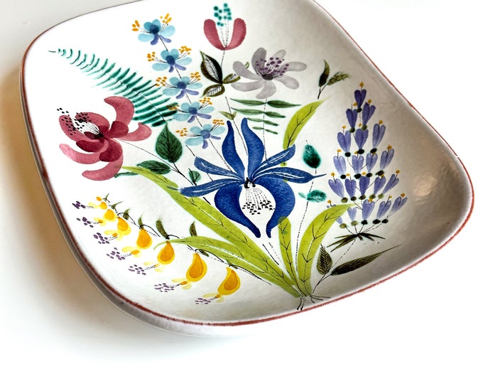 Featured listing image: Stig Lindberg Vintage Gustavsberg plate floral ceramic hand painted decorative collectible mid century Scandinavian design