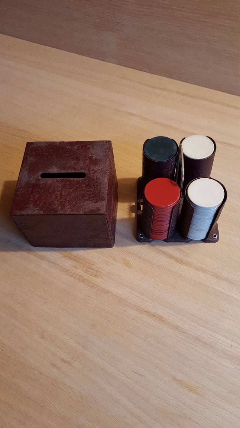 Metal Poker Chip Holder With 100 Old Chips PRICE INCLUDES Etsy