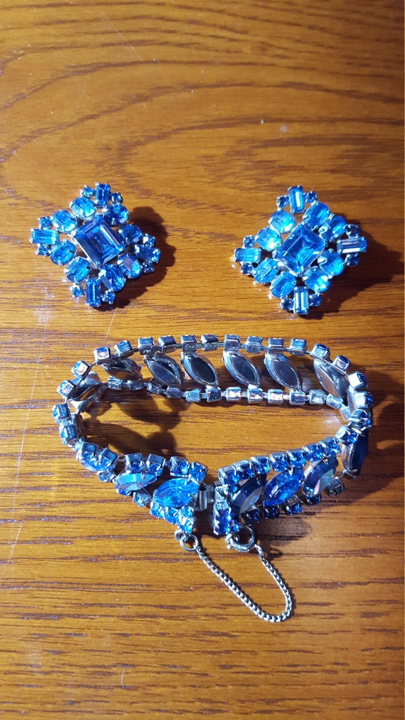 Blue Rhinestone earrings - PRICE INCLUDES SHIPPING