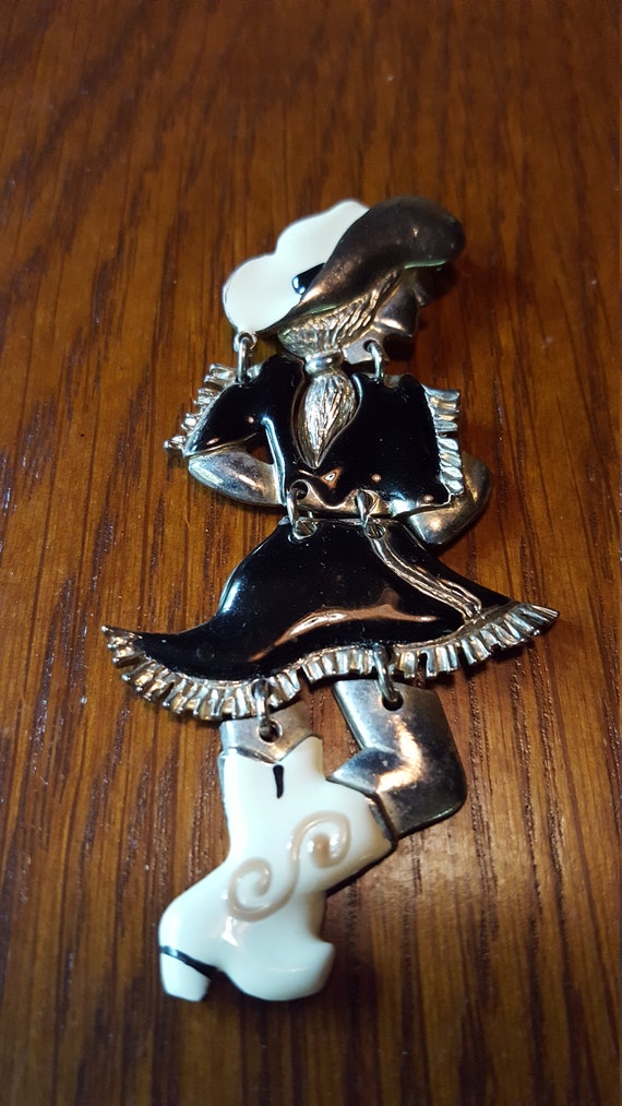 Mid-century Don-Lin cowgirl pin - PRICE INCLUDES S