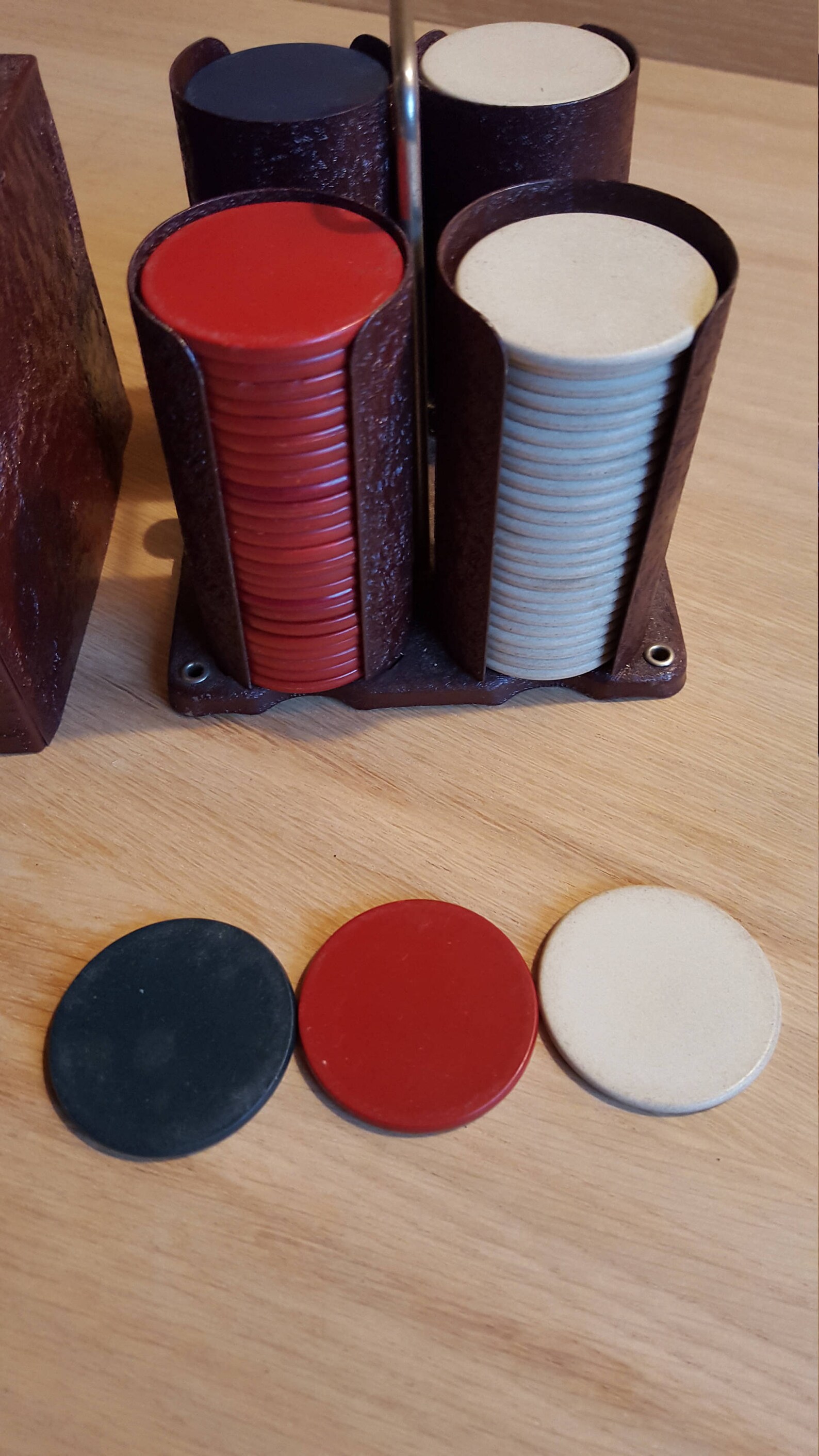Metal Poker Chip Holder With 100 Old Chips PRICE INCLUDES Etsy