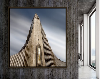 Large Wall Art Print, Architecture, Reykjavik Church Exterior