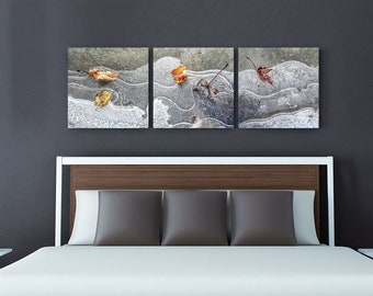 Large Wall Art Print Set of 3 Photo Prints, Cryogenic Leaves