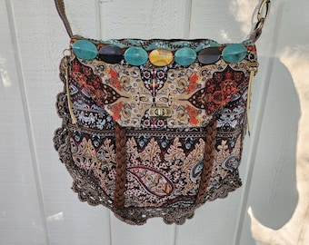 Bag/Purse, light brown, multi color, boho