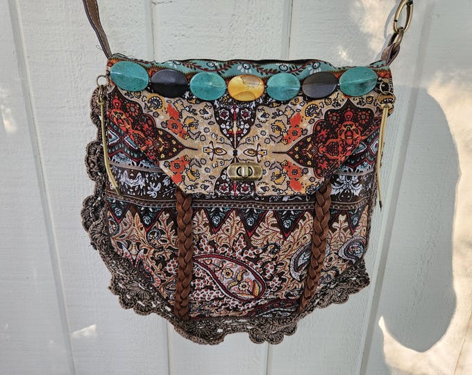 Bag/Purse, light brown, multi color, boho