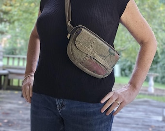 Purse, waist bag, retro olive green