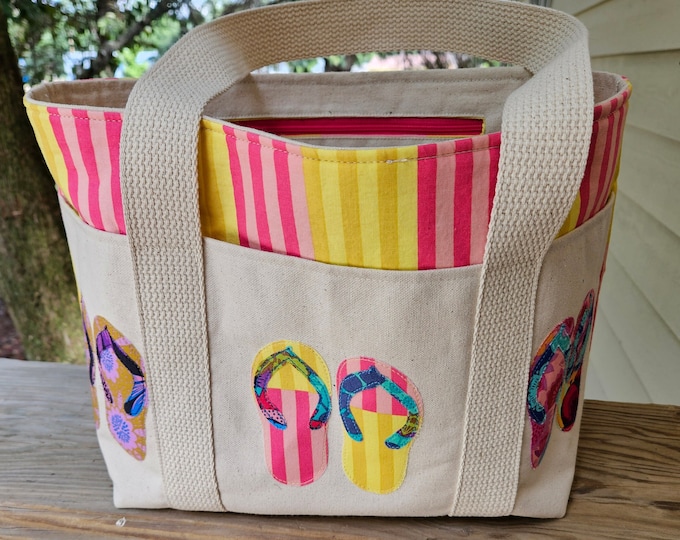 Beach/pool tote bag, Anna Maria Horner fabrics, hand made