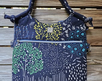 Tote bag/purse, indigo blue floral