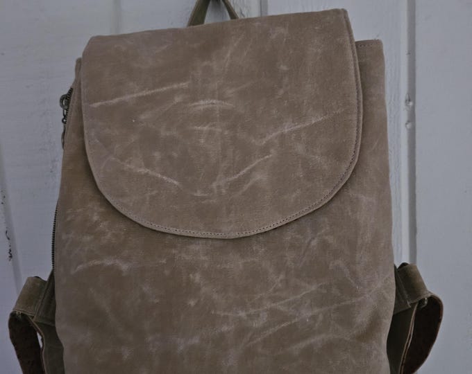Backpack, waxed canvas, khaki