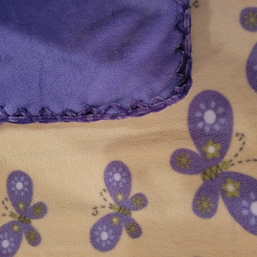 Good Extra Large Lilac Butterflies on yellow Fleece Throw