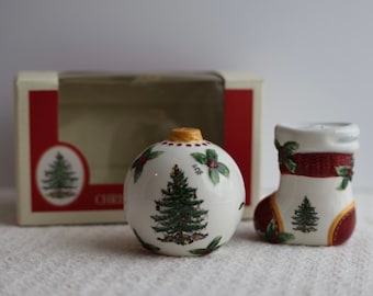 Spode Set di 4 piatti da tavola con albero di Natale da 10 - Stoviglie dal design natalizio (verde