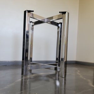 Polished Stainless Metal Rectangular Trestle Table Base - Any Size!