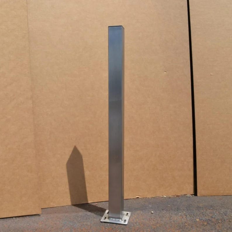 Pier Brushed Stainless Steel Post Table Legs, shown on its own