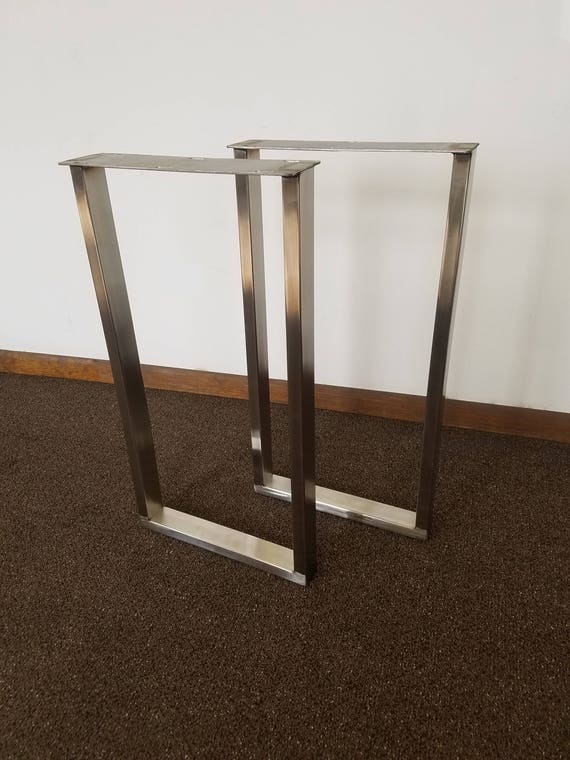 Brushed Stainless Rectangular Table Desk Bench Legs Etsy