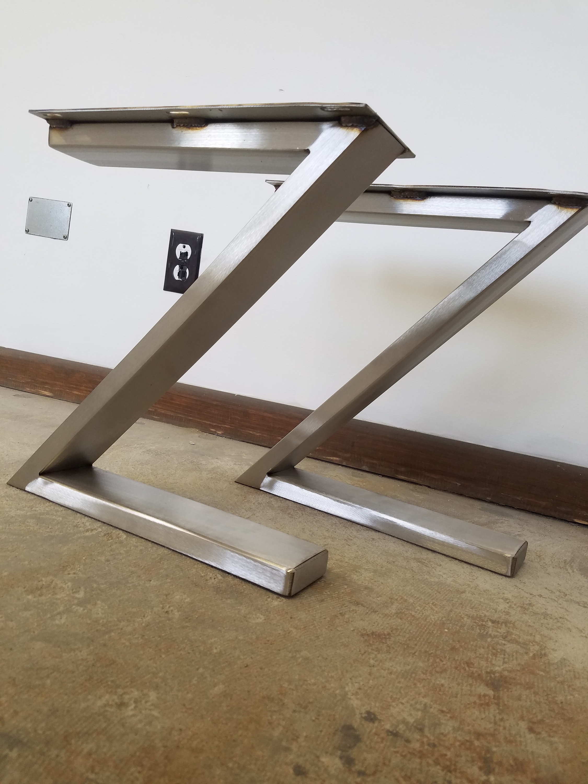 Brushed Stainless Z shaped Table desk bench Legs Etsy