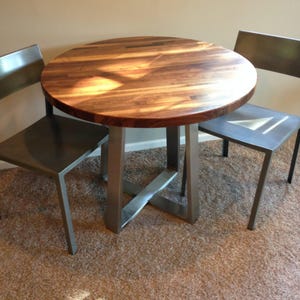 Flare Brushed Stainless Steel Trapezoid Table Base, Round Dining Table Base, Custom Size