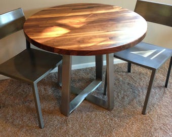 Flare Brushed Stainless Steel Trapezoid Table Base, Round Dining Table Base, Custom Size