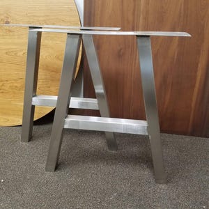 Chalet Brushed Stainless Steel A-Frame Table Legs, Dining Table and Kitchen Island Legs