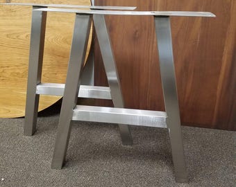 Chalet Brushed Stainless Steel A-Frame Table Legs, Dining Table and Kitchen Island Legs
