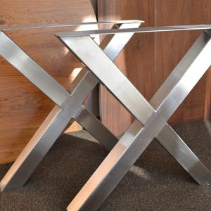 Axis Brushed Stainless Steel X-Frame Table Legs, another view