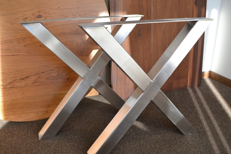 Axis Brushed Stainless Steel X-Frame Table Legs, another view