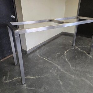 Parsons Style Brushed Stainless Steel Table Base | For Dining Tables, Desks, Coffee Tables, Side Tables, and More | Wood, Stone, or Glass