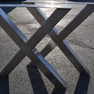 Axis Brushed Stainless Steel X-Frame Table Legs, another view