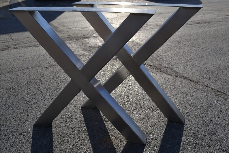 Axis Brushed Stainless Steel X-Frame Table Legs, another view