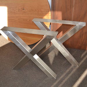 Axis Brushed Stainless Steel X-Frame Table Legs, another view