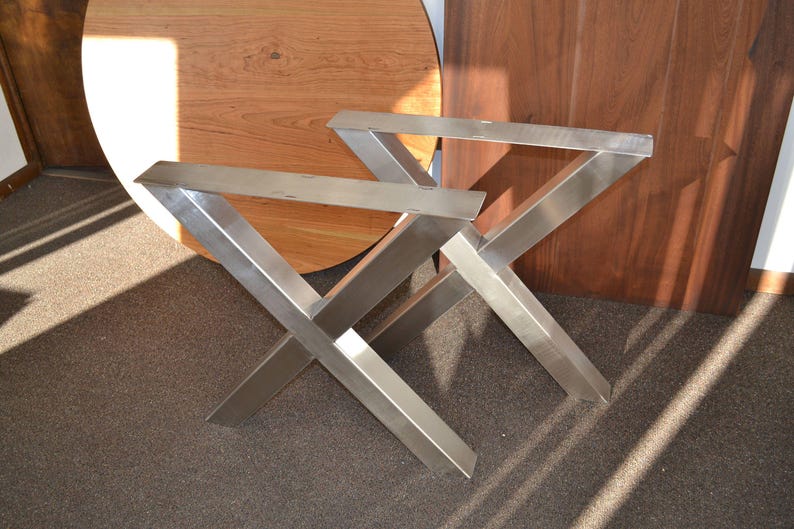 Axis Brushed Stainless Steel X-Frame Table Legs, another view