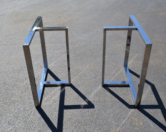 Polished Stainless Metal T-Shaped Table/Desk/Bench Legs - Any Size!