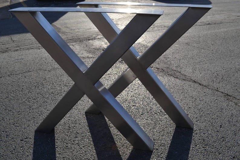 Axis Brushed Stainless Steel X-Frame Table Legs, another view