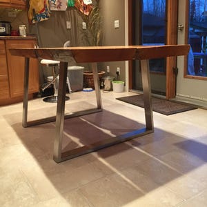 Incline Brushed Stainless Steel Tapered Table Legs, Trapezoid Dining Table Legs