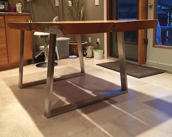 Incline Brushed Stainless Steel Tapered Table Legs, Trapezoid Dining Table Legs