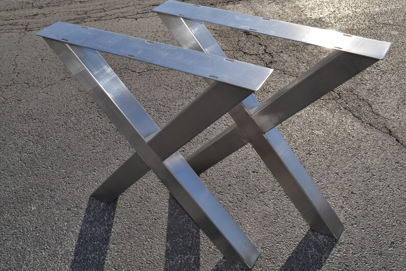 Axis Brushed Stainless Steel X-Frame Table Legs, another view
