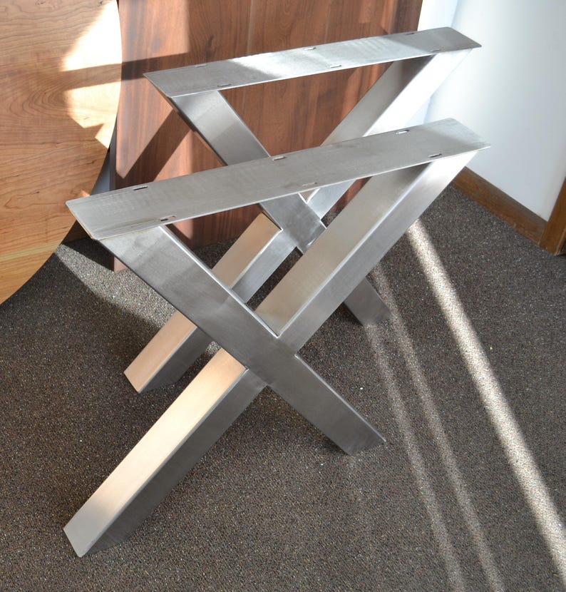 Axis Brushed Stainless Steel X-Frame Table Legs, another view