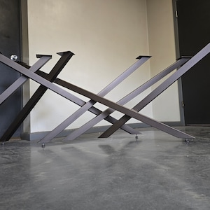 Crossover Style Metal Table Base for Dining Tables, Coffee Tables, Conference Tables, Desks, and more for tops from Wood, Stone, or Glass