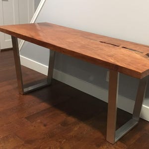 Mesa Brushed Stainless Steel Trapezoid Table Legs, Tapered Dining Table Legs, Custom Size