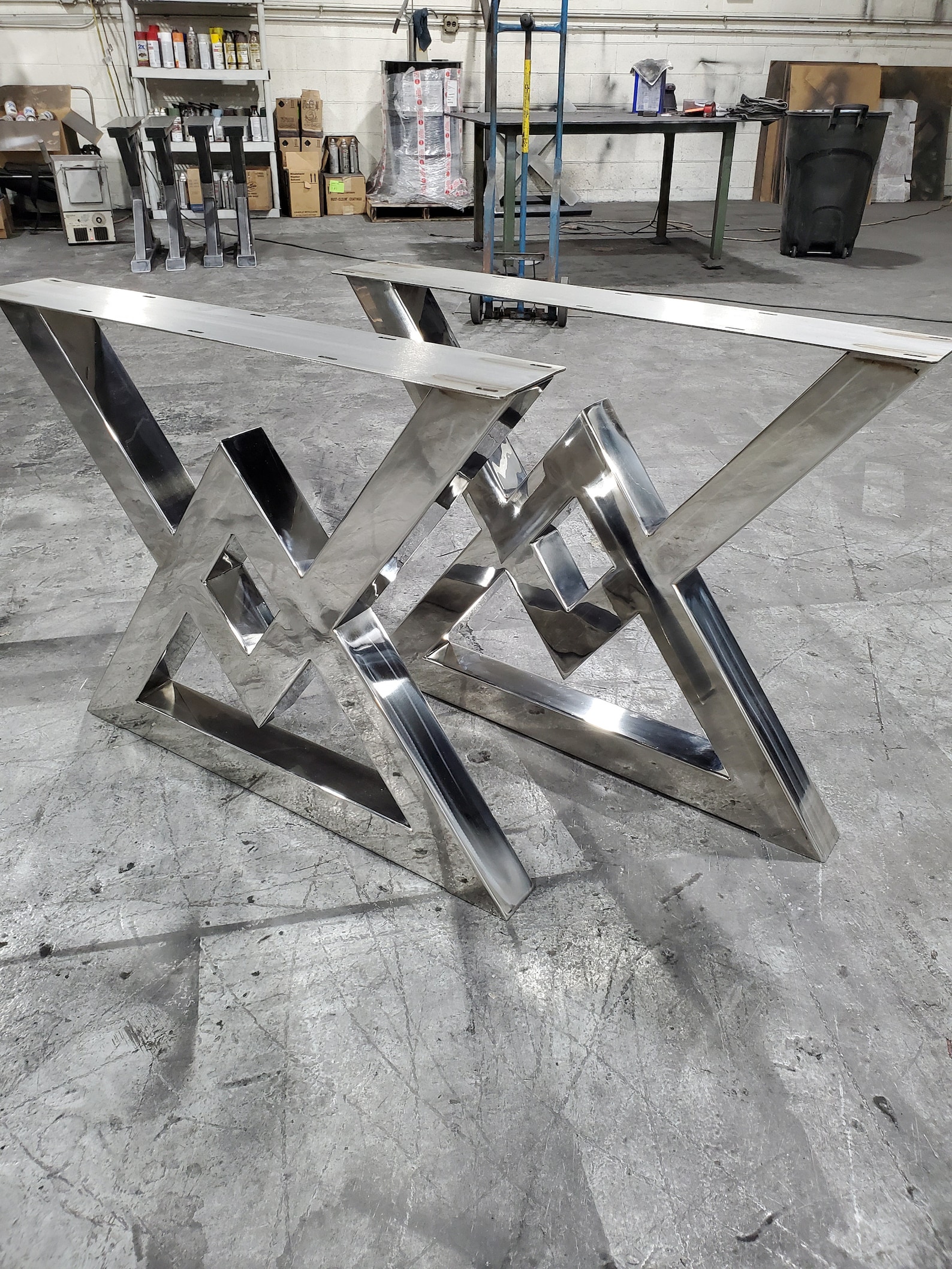 Polished Stainless Chrome Metal Table Legs Diamond Style Etsy