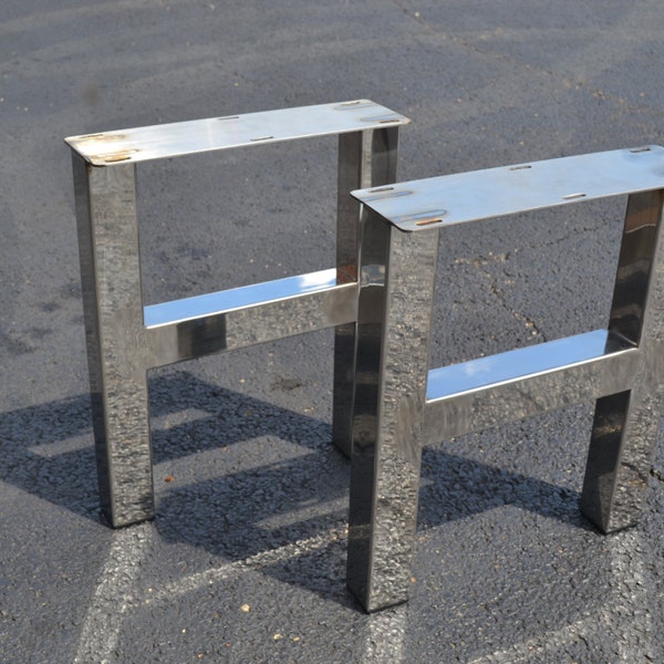 Polished Stainless Metal H-Frame Table Legs - Any Size!