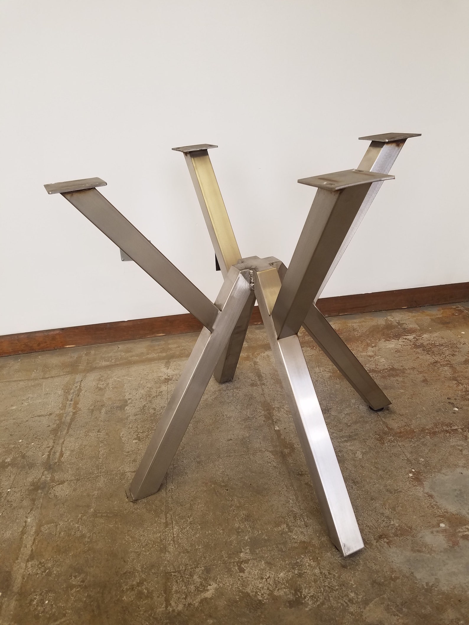 Brushed Stainless VShaped Trestle/Pedestal Table Base/Legs Etsy